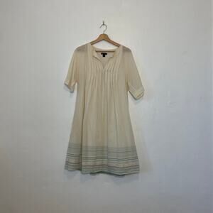 GAP - 90s Y2K Cream Cotton Pleated Peasant Midi Dress